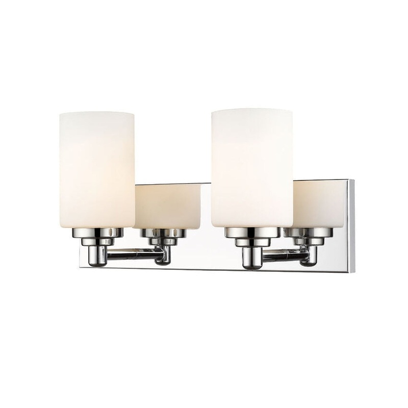 Z-Lite Soledad 16" 2-Light Chrome Vanity Light With White Glass Shade