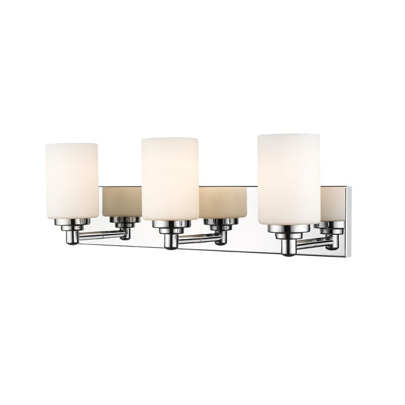 Z-Lite Soledad 23" 3-Light Chrome Vanity Light With White Glass Shade