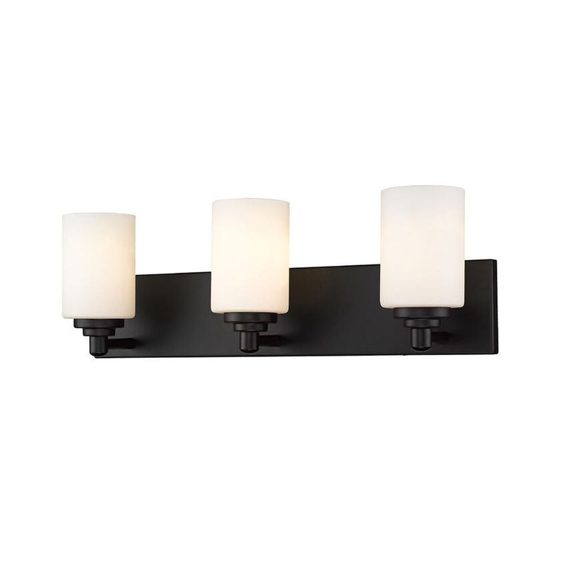 Z-Lite Soledad 23" 3-Light Matte Black Vanity Light With White Glass Shade