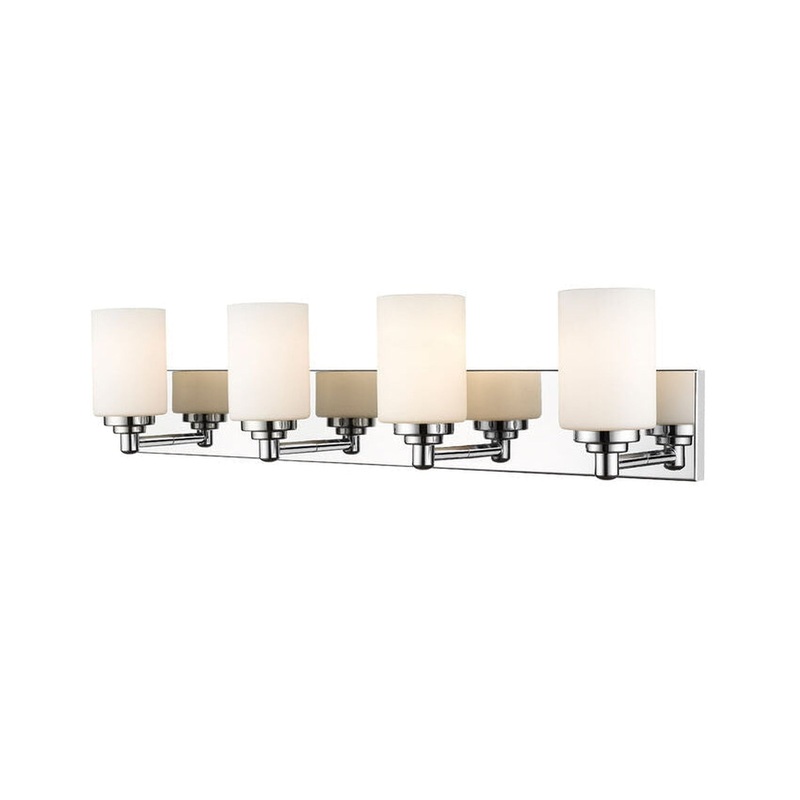 Z-Lite Soledad 31" 4-Light Chrome Vanity Light With White Glass Shade