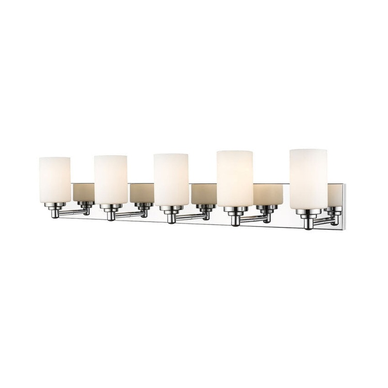 Z-Lite Soledad 39" 5-Light Chrome Vanity Light With White Glass Shade