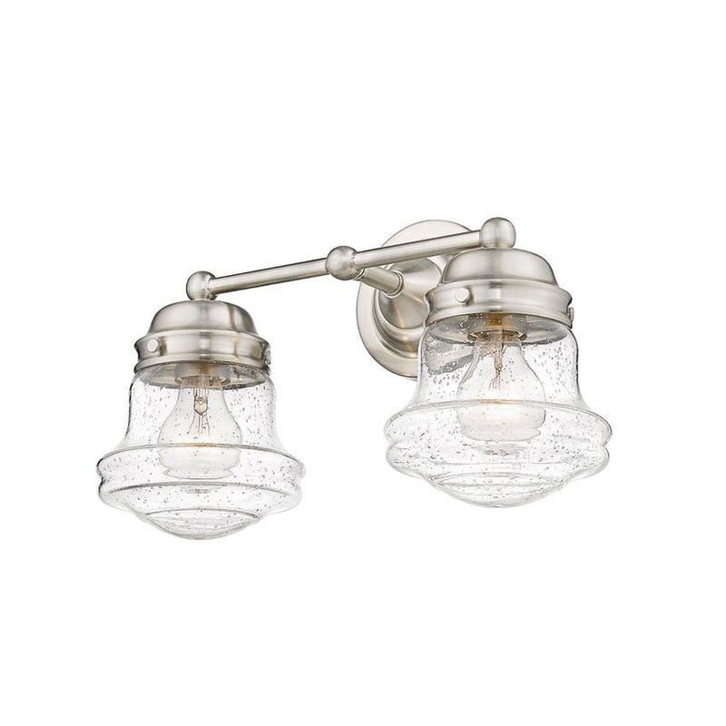Z-Lite Vaughn 16" 2-Light Brushed Nickel Vanity Light With Clear Seedy Glass Shade