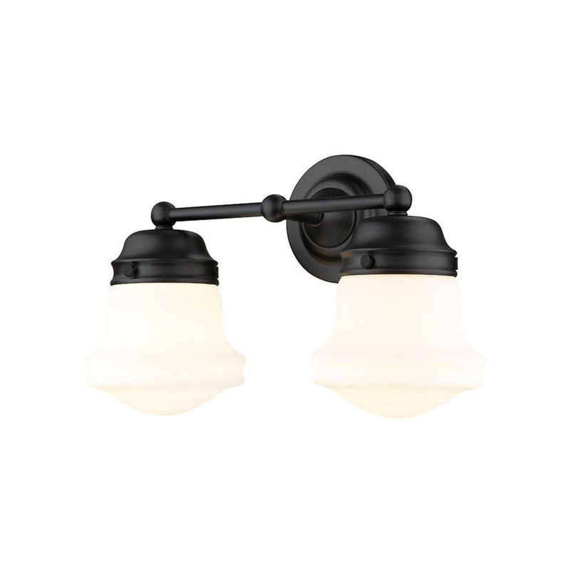 Z-Lite Vaughn 16" 2-Light Matte Black Vanity Light With Matte Opal Glass Shade