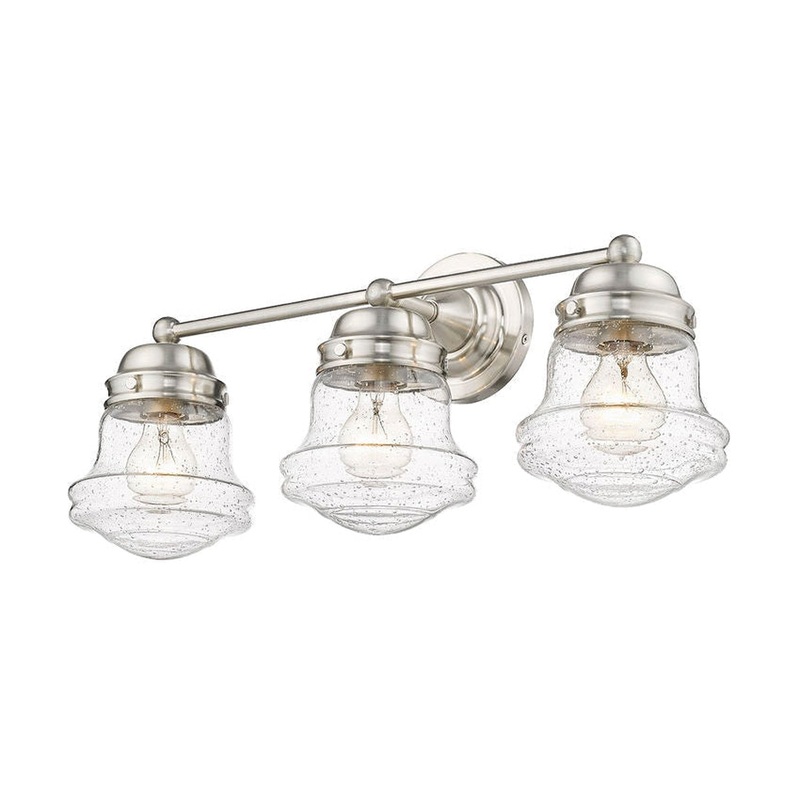 Z-Lite Vaughn 23" 3-Light Brushed Nickel Vanity Light With Clear Seedy Glass Shade