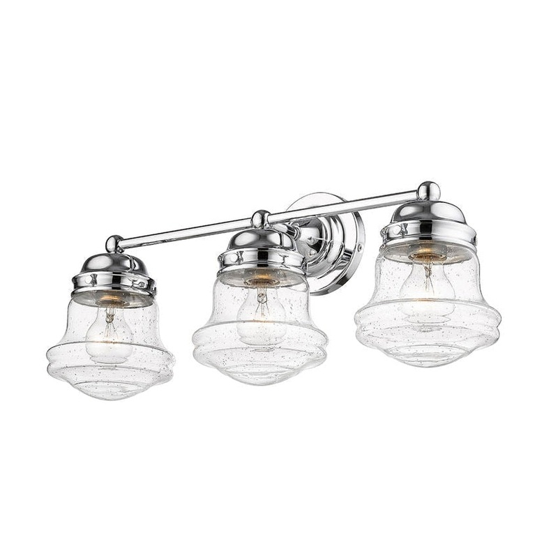 Z-Lite Vaughn 23" 3-Light Chrome Vanity Light With Clear Seedy Glass Shade