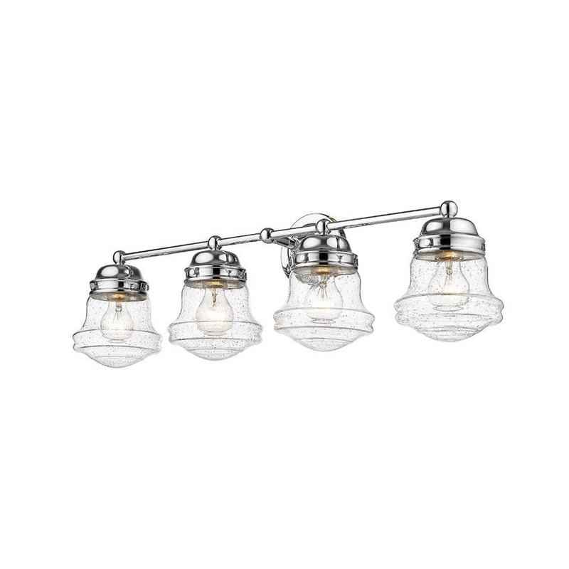 Z-Lite Vaughn 32" 4-Light Chrome Vanity Light With Clear Seedy Glass Shade