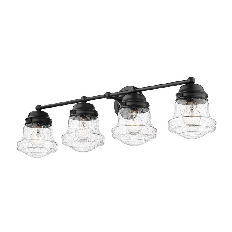 Z-Lite Vaughn 32" 4-Light Matte Black Vanity Light With Clear Seedy Glass Shade