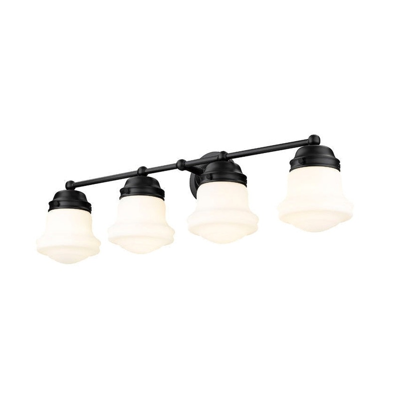 Z-Lite Vaughn 32" 4-Light Matte Black Vanity Light With Matte Opal Glass Shade