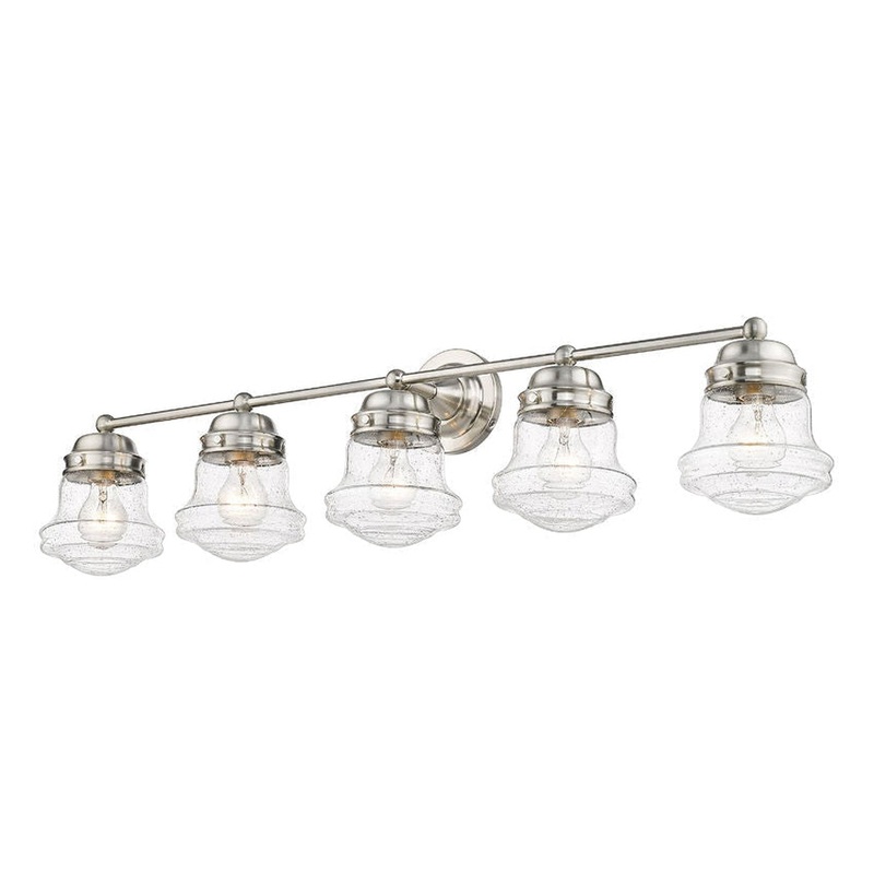 Z-Lite Vaughn 41" 5-Light Brushed Nickel Vanity Light With Clear Seedy Glass Shade