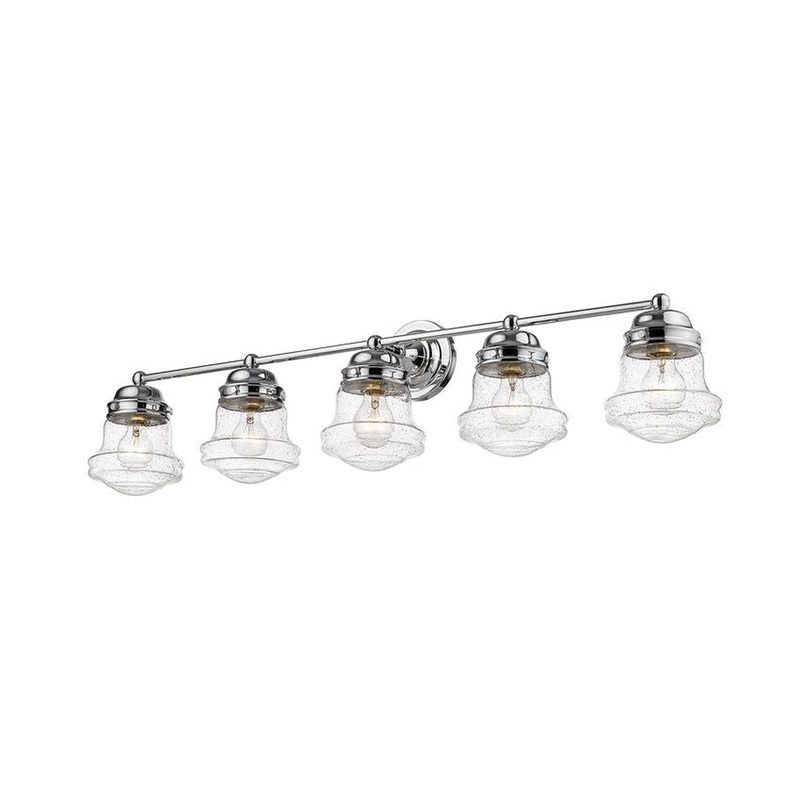 Z-Lite Vaughn 41" 5-Light Chrome Vanity Light With Clear Seedy Glass Shade