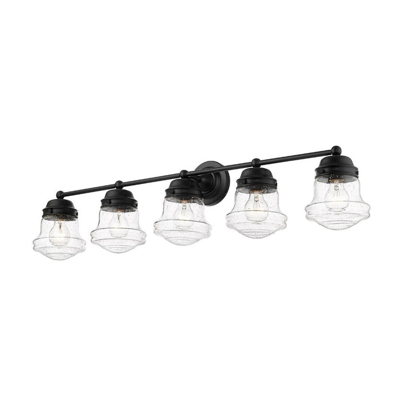 Z-Lite Vaughn 41" 5-Light Matte Black Vanity Light With Clear Seedy Glass Shade