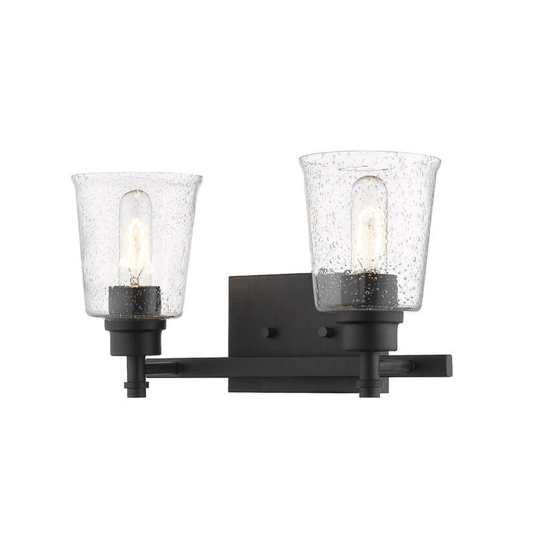 Z-Lite Bohin 16" 2-Light Matte Black Vanity Light With Clear Seedy Glass Shade