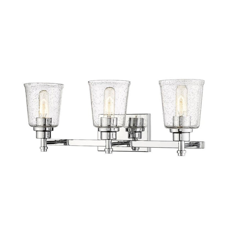 Z-Lite Bohin 24" 3-Light Chrome Vanity Light With Clear Seedy Glass Shade