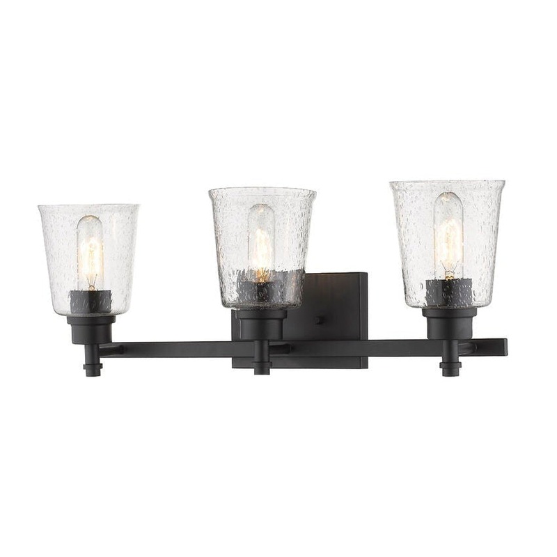 Z-Lite Bohin 24" 3-Light Matte Black Vanity Light With Clear Seedy Glass Shade