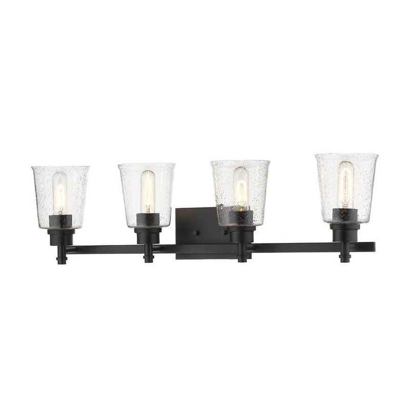 Z-Lite Bohin 32" 4-Light Matte Black Vanity Light With Clear Seedy Glass Shade