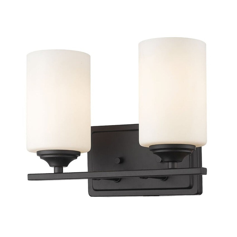 Z-Lite Bordeaux 11" 2-Light Bronze Vanity Light With Matte Opal Glass Shade