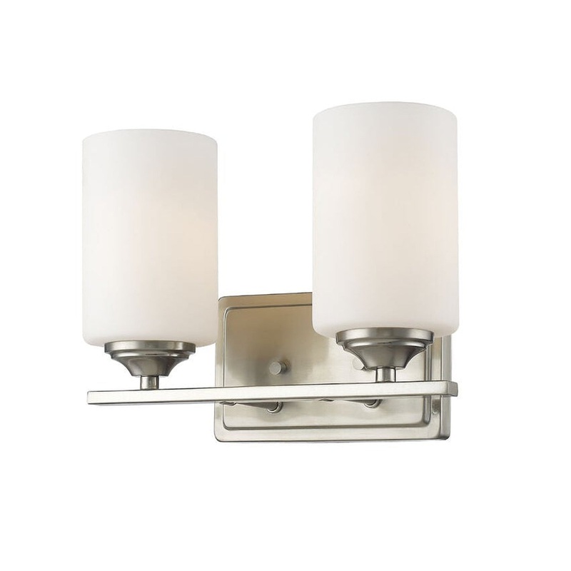Z-Lite Bordeaux 11" 2-Light Brushed Nickel Vanity Light With Matte Opal Glass Shade