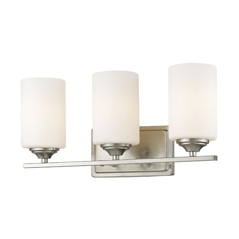 Z-Lite Bordeaux 17" 3-Light Brushed Nickel Vanity Light With Matte Opal Glass Shade