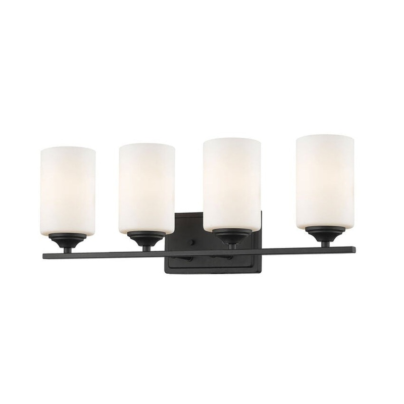 Z-Lite Bordeaux 24" 4-Light Bronze Vanity Light With Matte Opal Glass Shade