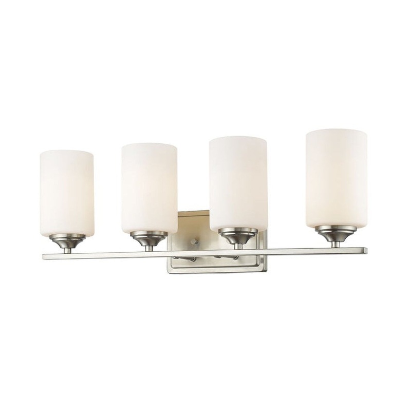 Z-Lite Bordeaux 24" 4-Light Brushed Nickel Vanity Light With Matte Opal Glass Shade
