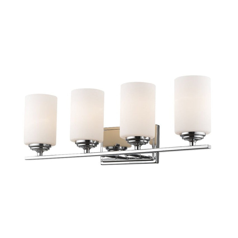 Z-Lite Bordeaux 24" 4-Light Chrome Vanity Light With Matte Opal Glass Shade