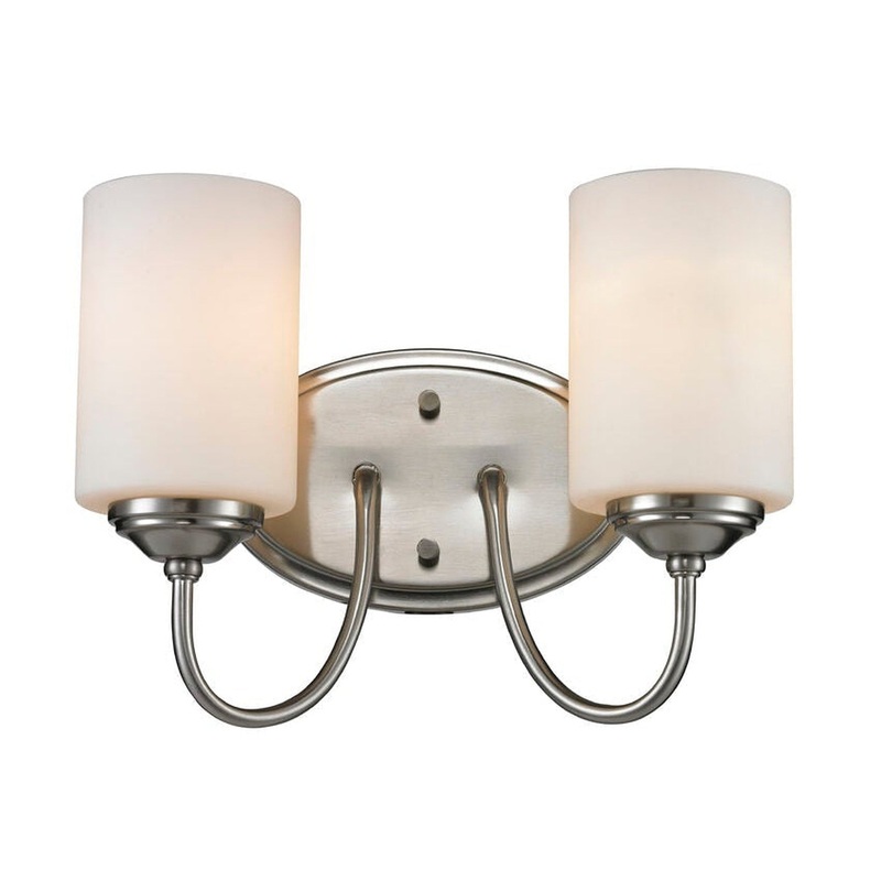 Z-Lite Cardinal 12" 2-Light Brushed Nickel Vanity Light With Matte Opal Glass Shade