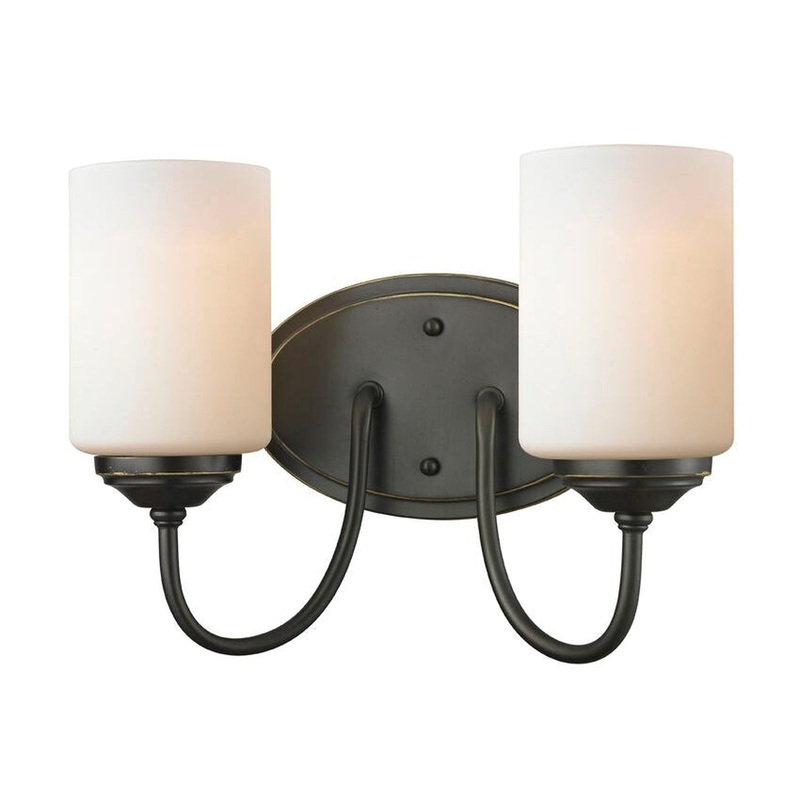 Z-Lite Cardinal 12" 2-Light Olde Bronze Vanity Light With Matte Opal Glass Shade