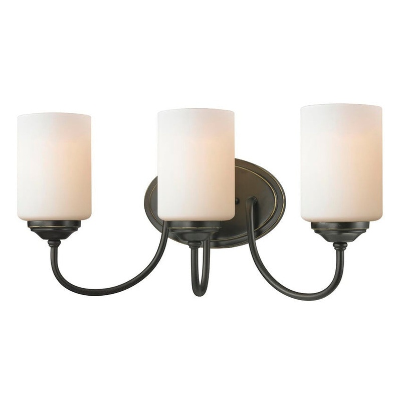 Z-Lite Cardinal 19" 3-Light Olde Bronze Vanity Light With Matte Opal Glass Shade