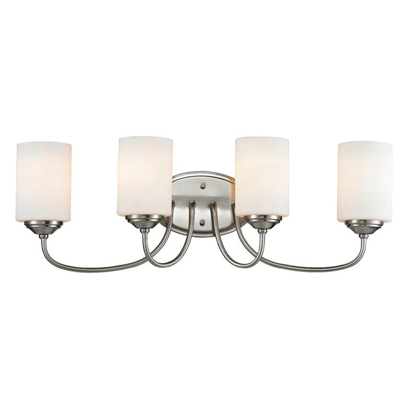 Z-Lite Cardinal 27" 4-Light Brushed Nickel Vanity Light With Matte Opal Glass Shade