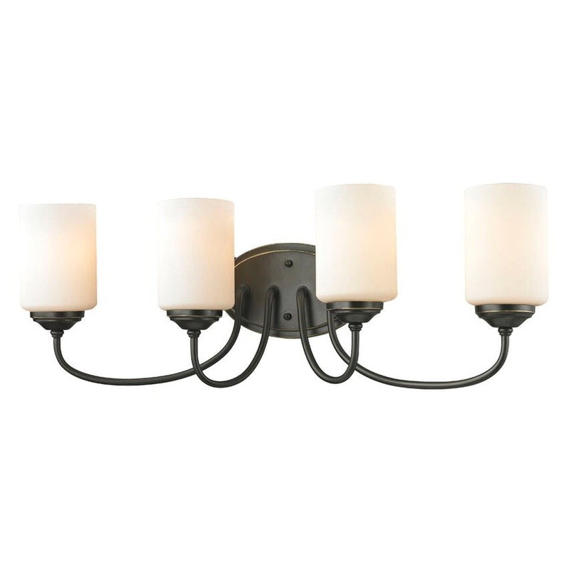 Z-Lite Cardinal 27" 4-Light Olde Bronze Vanity Light With Matte Opal Glass Shade