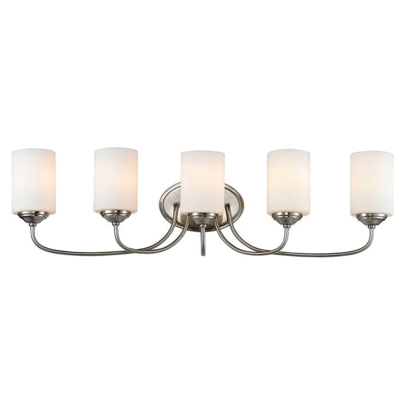 Z-Lite Cardinal 35" 5-Light Brushed Nickel Vanity Light With Matte Opal Glass Shade