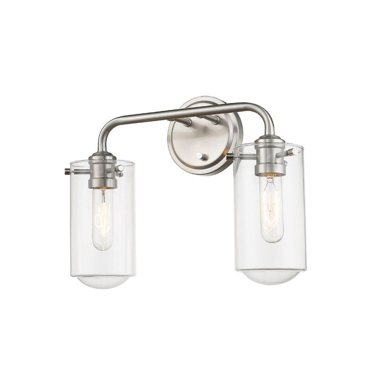 Z-Lite Delaney 15" 2-Light Brushed Nickel Vanity Light With Clear Glass Shade