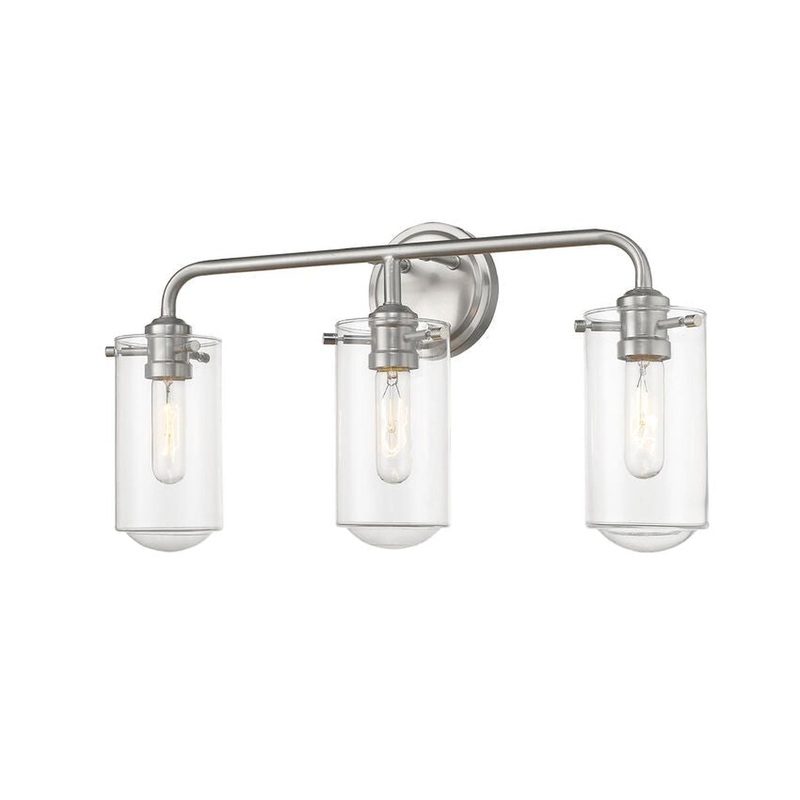 Z-Lite Delaney 22" 3-Light Brushed Nickel Vanity Light With Clear Glass Shade