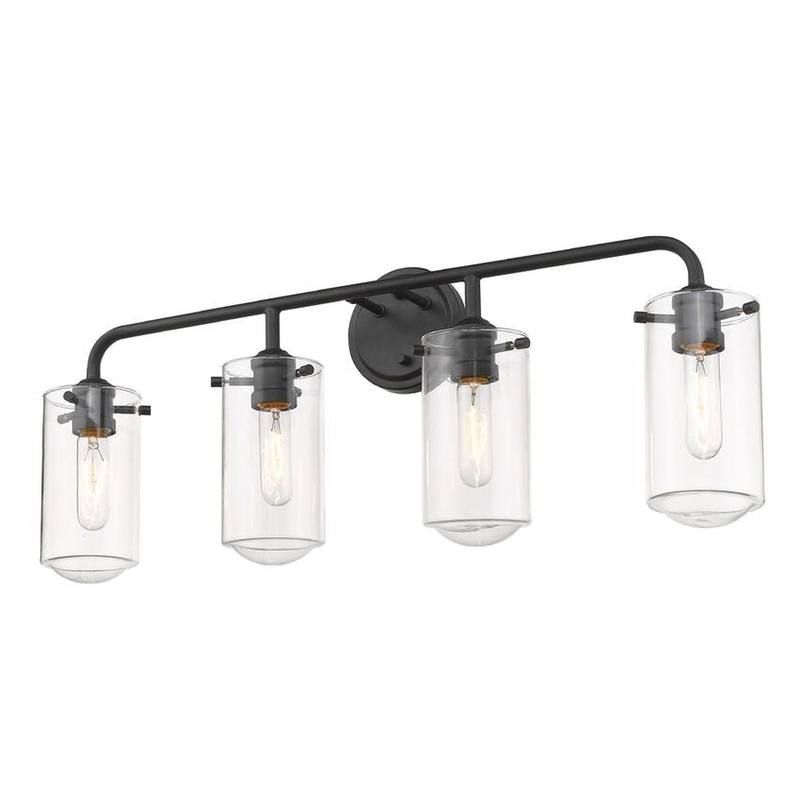 Z-Lite Delaney 30" 4-Light Matte Black Vanity Light With Clear Glass Shade