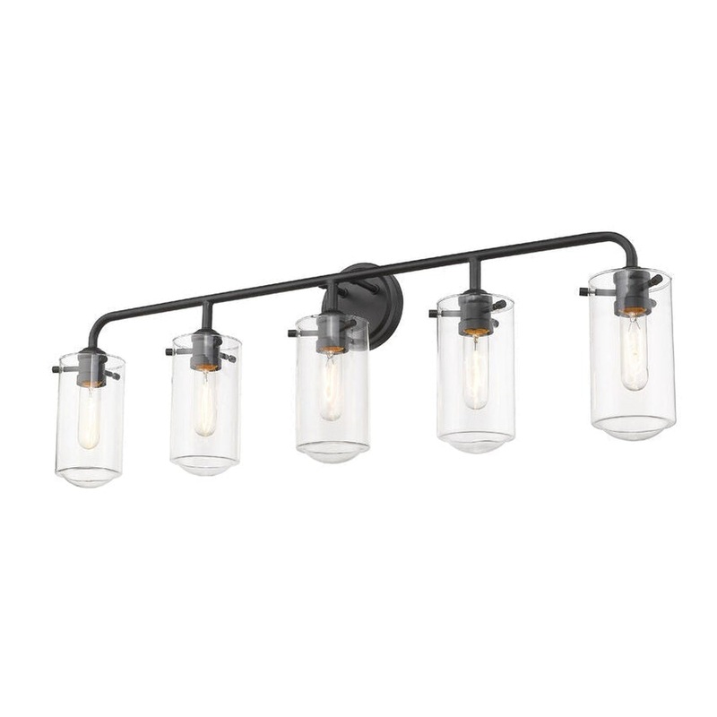 Z-Lite Delaney 38" 5-Light Matte Black Vanity Light With Clear Glass Shade