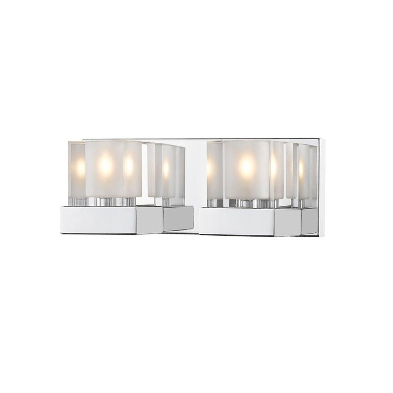Z-Lite Fallon 12" 2-Light LED Chrome Vanity Light With Clear and Frosted Crystal Shade