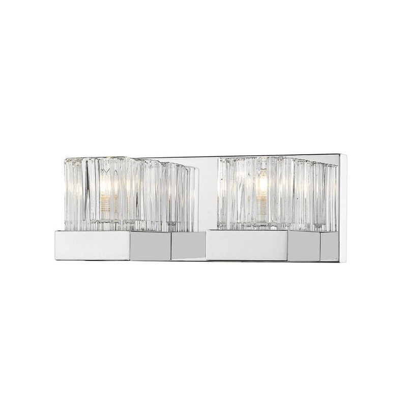 Z-Lite Fallon 12" 2-Light LED Chrome Vanity Light With Clear Ribbed and Frosted Crystal Shade