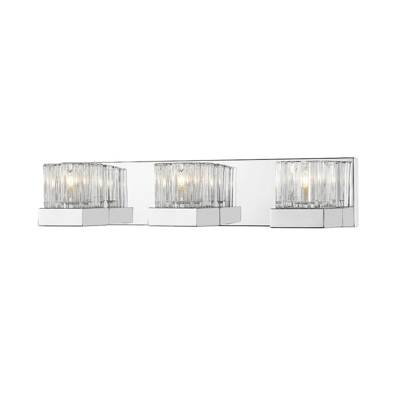 Z-Lite Fallon 22" 3-Light Chrome Vanity Light With Clear Ribbed and Frosted Crystal Shade