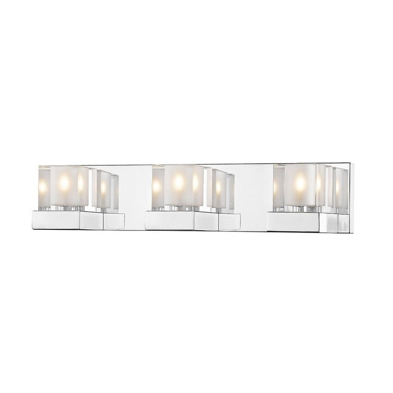 Z-Lite Fallon 22" 3-Light Clear Frosted Crystal Shade Vanity Light With Chrome Frame Finish