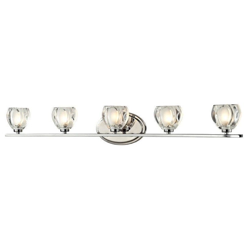 Z-Lite Hale 38" 5-Light LED Chrome Vanity Light With Clear Frosted Glass Shade