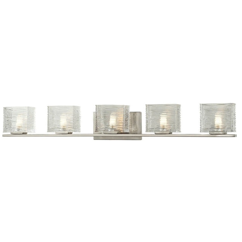 Z-Lite Jaol 40" 5-Light LED Brushed Nickel Vanity Light With Clear Glass Shade