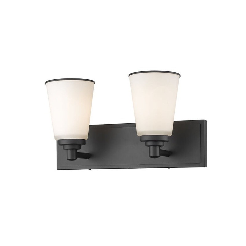 Z-Lite Jarra 16" 2-Light Bronze Vanity Light With Matte Opal Glass Shade