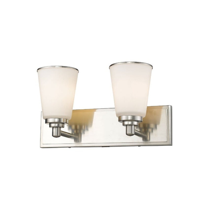 Z-Lite Jarra 16" 2-Light Brushed Nickel Vanity Light With Matte Opal Glass Shade