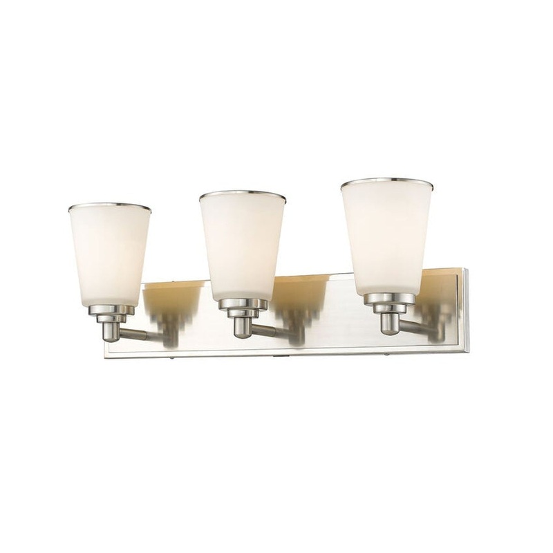 Z-Lite Jarra 23" 3-Light Brushed Nickel Vanity Light With Matte Opal Glass Shade