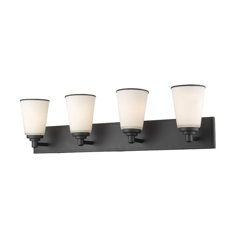 Z-Lite Jarra 32" 4-Light Bronze Vanity Light With Matte Opal Glass Shade