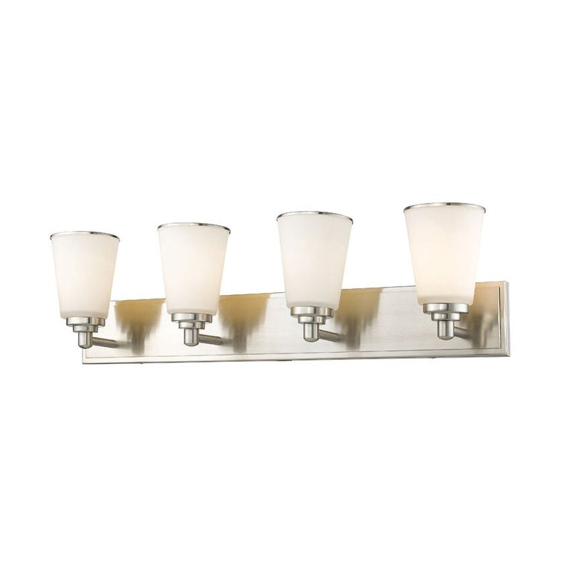 Z-Lite Jarra 32" 4-Light Brushed Nickel Vanity Light With Matte Opal Glass Shade