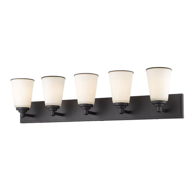 Z-Lite Jarra 39" 5-Light Bronze Vanity Light With Matte Opal Glass Shade