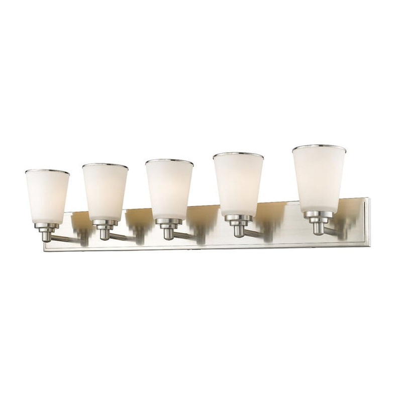 Z-Lite Jarra 39" 5-Light Brushed Nickel Vanity Light With Matte Opal Glass Shade