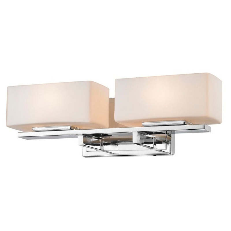 Z-Lite Kaleb 16" 2-Light Chrome Vanity Lights With Matte Opal Glass Shade