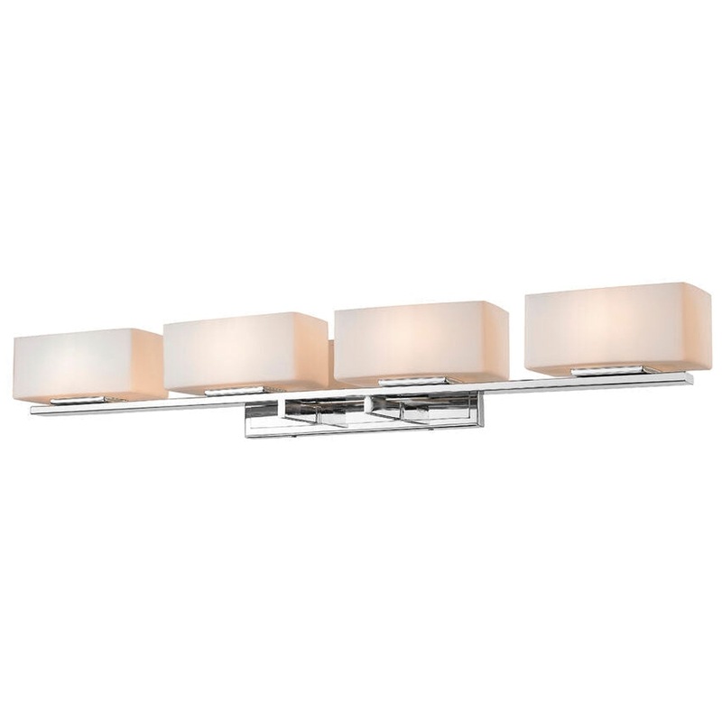 Z-Lite Kaleb 34" 4-Light Matte Opal Glass Shade Vanity Lights With Chrome Frame Finish